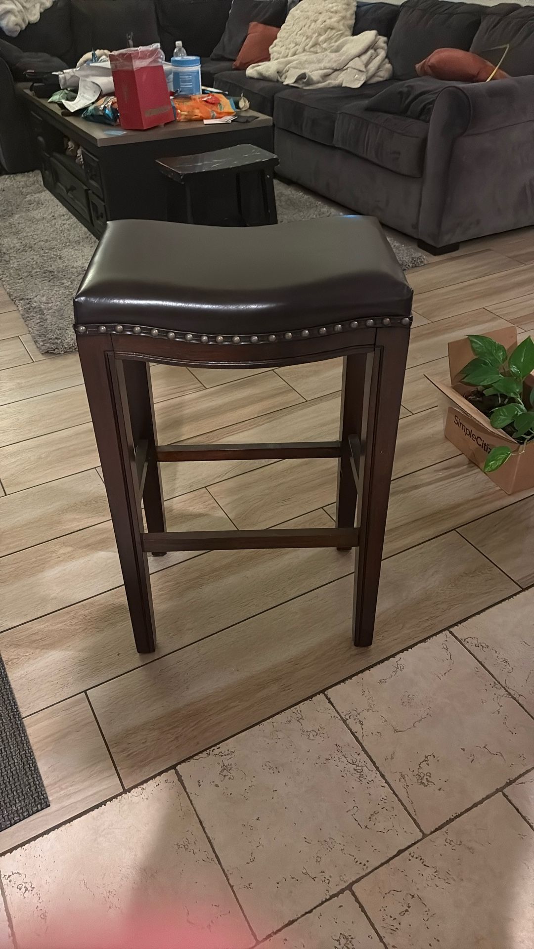 4 Piece Premium Vegan Leather Stool Set