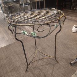vintage wrought iron toleware plant stand bistro table