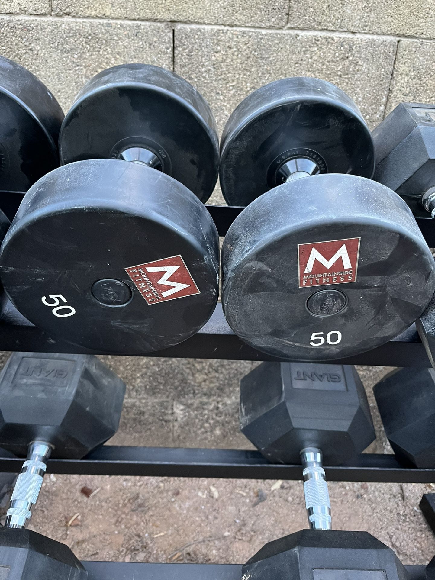 Umax 50lb Hex Rubber Dumbbells Set Weights