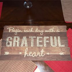 Grateful Heart Wall Hanging Word Art Decor