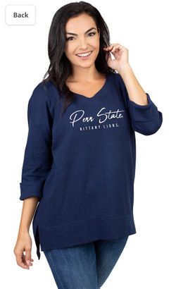 NCAA Penn State Nittany Lions Womens Waffle Boat Neck Top, NAVY, Small