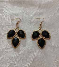 Black & Gold Earrings  - Costume Jewelry