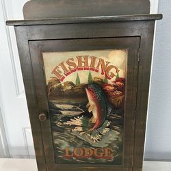 3-D Fishing Themed Solid Wood Wall Cabinet