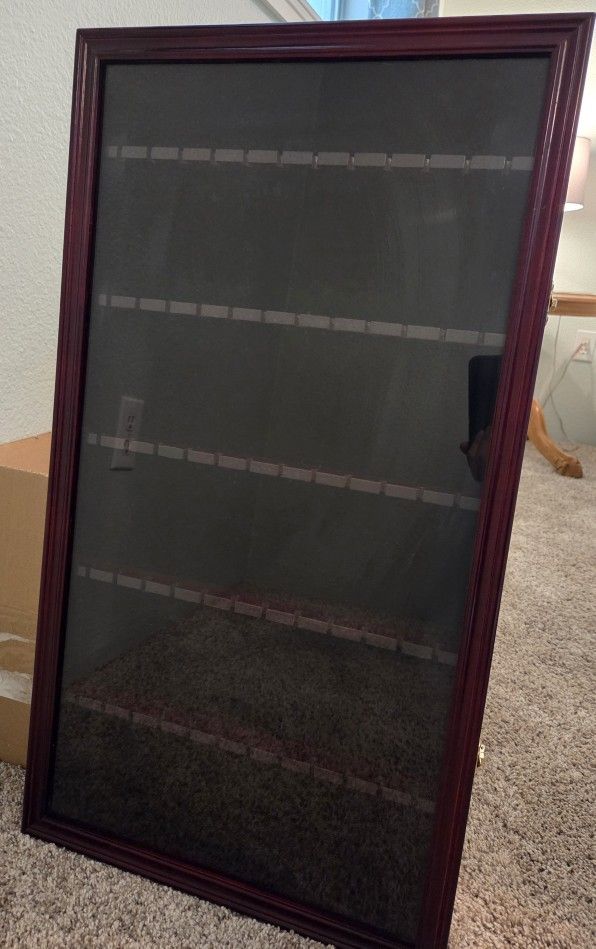 Cherry Wood 60 Spoon Rack Case With Glass