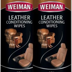 Weiman Leather Wipes - 2 Pack - Clean Condition UV Protection Help Prevent Cracking or Fading of Leather Furniture, Car Seats & Interior, Shoes and Mo