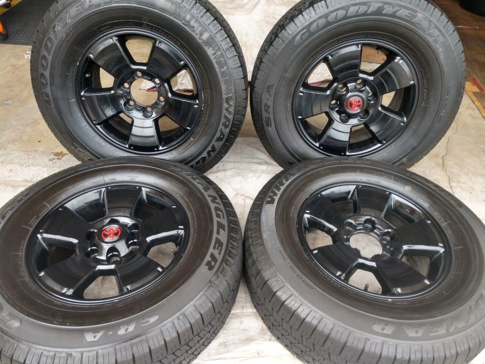 17" Toyota Tacoma tundra t-100 4runner wheels.... Goodyear tires 265/70/17 GOOD LIFE ON TIRES........