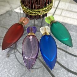Tea Drop Frag Decant Travel Glass Empty Atomizer Spray Perfume Bottles Set of 4 1980 New.