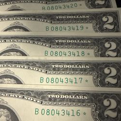 5-New York 2017A $2 Star Uncirculated Consecutive Notes.