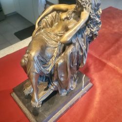 Large Heavy Bronze Reclining Nude Maiden, Signed Carpeaus