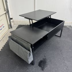 Black Lift-Top Coffee Table w/ Hidden Storage