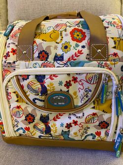The Lily Bloom Cat Furry Friends 15" Wheeled Carry On Weekender Luggage Suitcase Bag