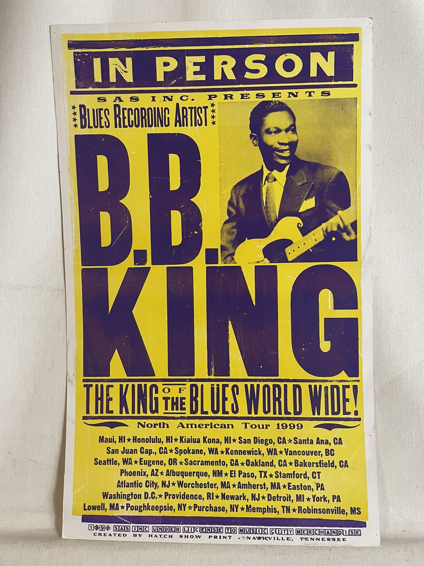 B.B. King 1999 ORIGINAL TOUR CONCERT POSTER Hatch Show Print