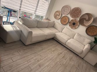 Carlos Perazzi Large Cream Boucle Sectional Sofa