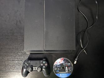 PS4 Console, Model CUH-1215A, 500GB, 4 Games, Cord, Controller, Very Good Condition