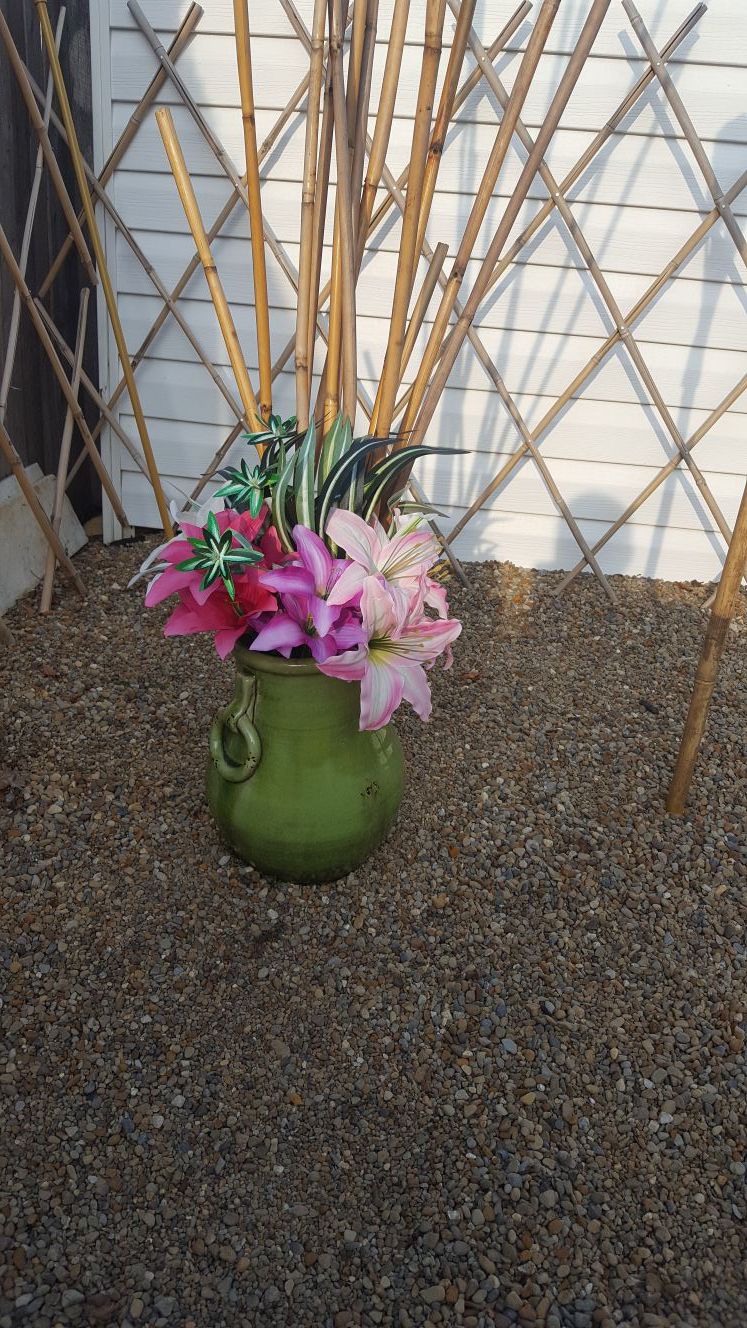 Hawaiian vase theme bamboo and lilies artificial plants vase