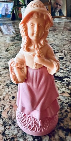 Vintage Collectible 1970s New Avon “Pretty Girl Pink” figural 3. FL. OZ. Of Occor Cologne bottle holding a basket