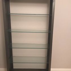 Room & Board Getty Natural Steel Bookcase w/ Glass Shelves