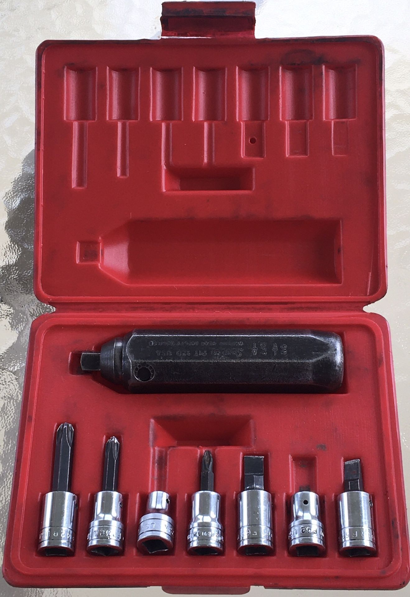 Eight Piece 3/8" Drive Impact Driver Set Standard Bit Socket & Driver 208EPIT