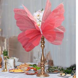  Silk Yarn Artificial Butterfly Decoration, Giant Gauze Fake Butterfly Mesh Photography Props Mariage Decor for Wedding, Outdoor, Bedroom, Parties, 