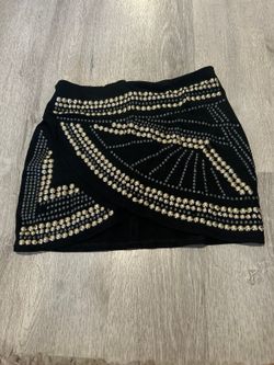 Rivet Embellished Super Mini Skirt-Sexy