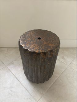 Ceramic Oxidized Copper Modern Sculptural Accent Stool / Side Table
