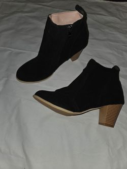 Black Suede Ankle Boots with Block Heel