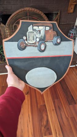 Handmade Rat Rod Roadster Hotrod 15"X 15" Plaque 