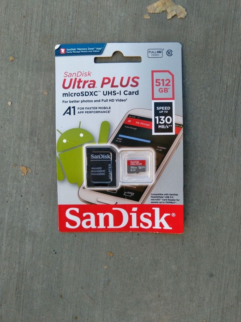 SanDisk Ultra Plus 512gb Memory Card  BRAND NEW IN SEALED Packaging 