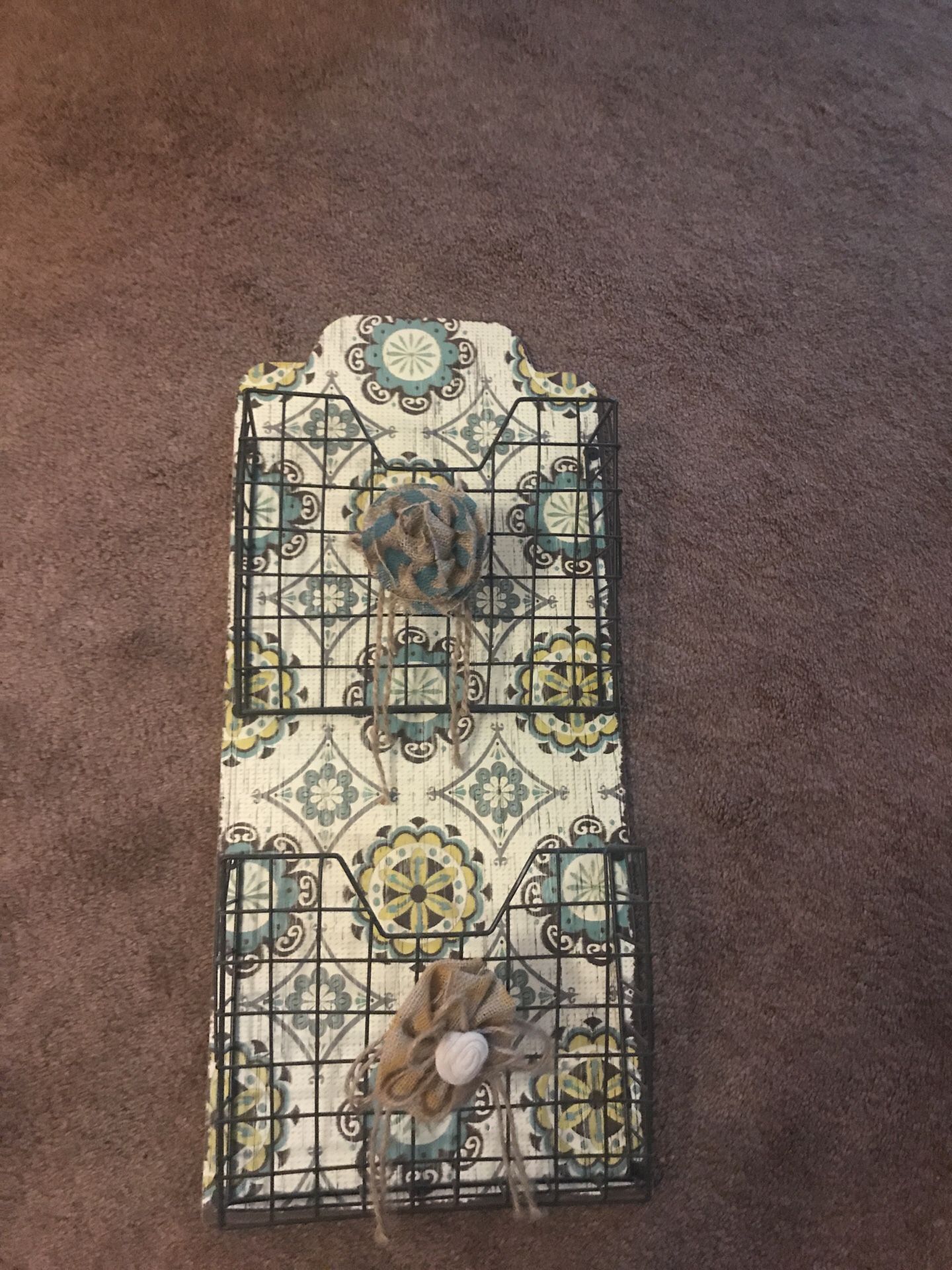 Burlap flower file/paper organizer