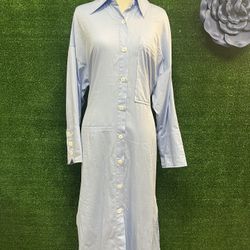 Zara Baby Blue Collared Dress Size Medium NWT Brand New