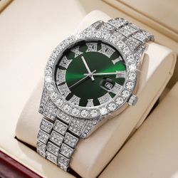 Green Dial Luxury Iced Out Watch