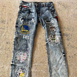 Authentic UNK NBA Heritage Logo Jeans Size 34 X 34 In Men’s, Not Ralph Lauren, Supreme, Dior 