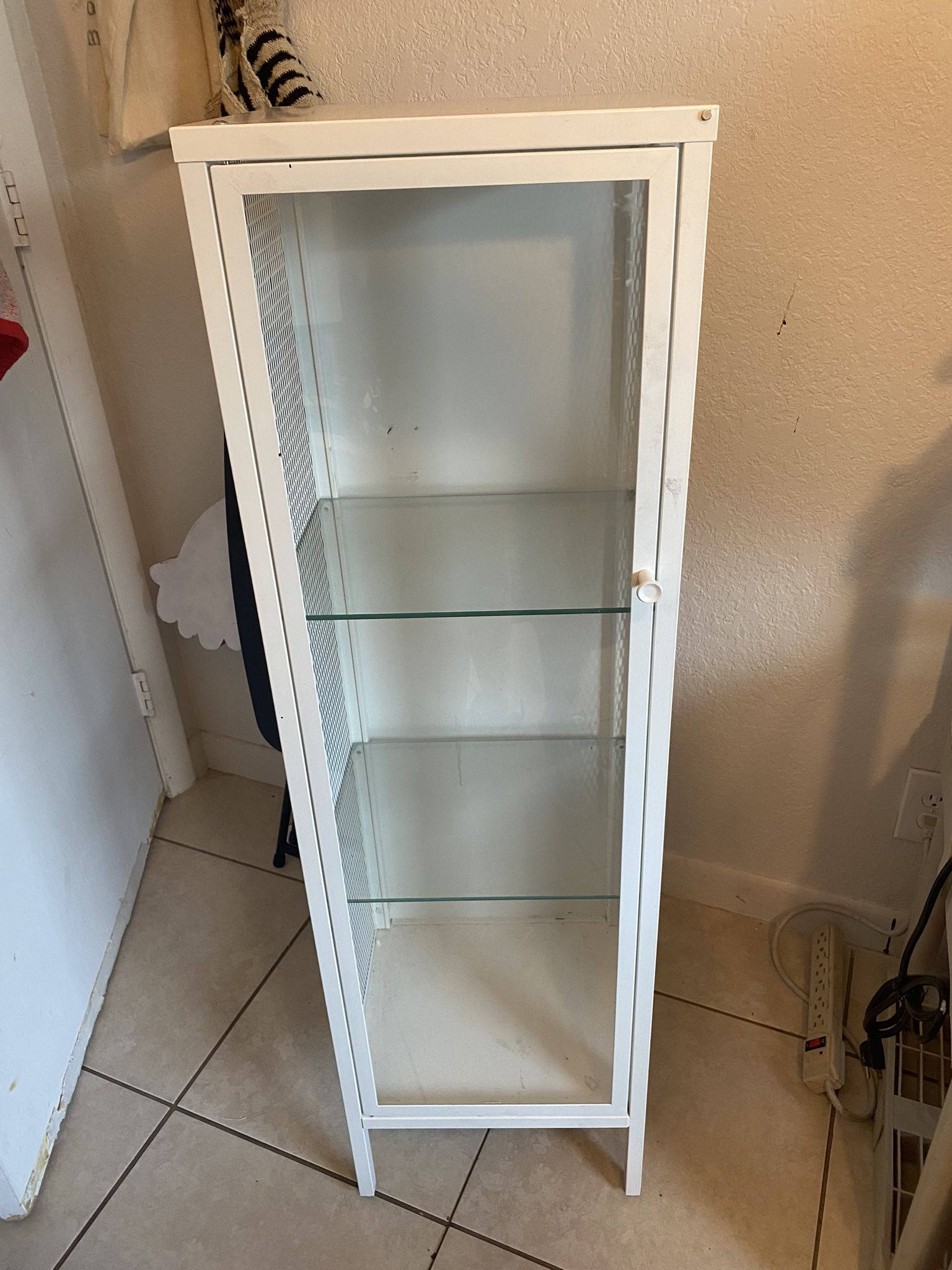 White Metal & Glass Display Cabinet
