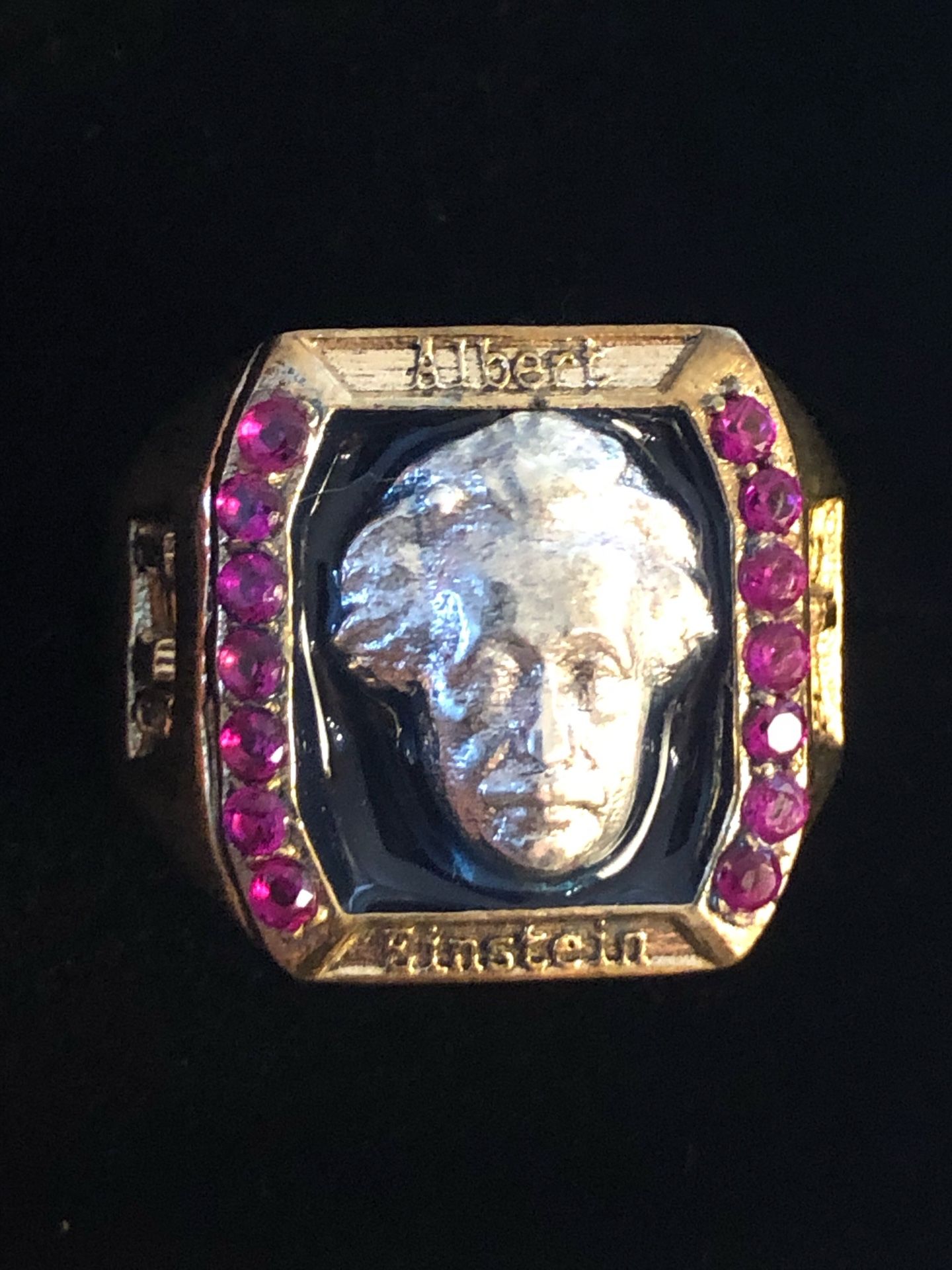 Albert Einstein Ruby Topaz Silver & Bronze Men or Unisex Ring Size 10