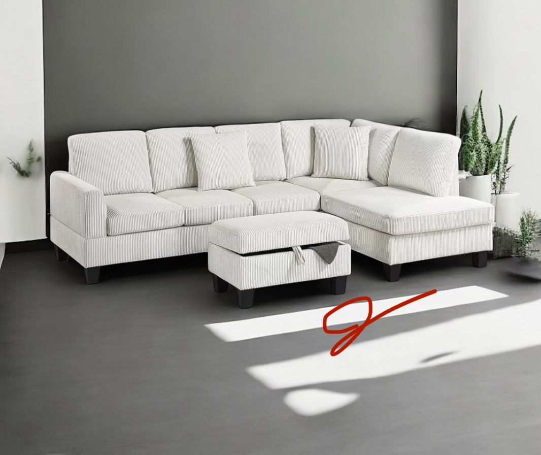 New! Super Comfy ~ Luxurious Soft Touch Sofa Sectional!! FREE STORAGE OTTOMAN!
