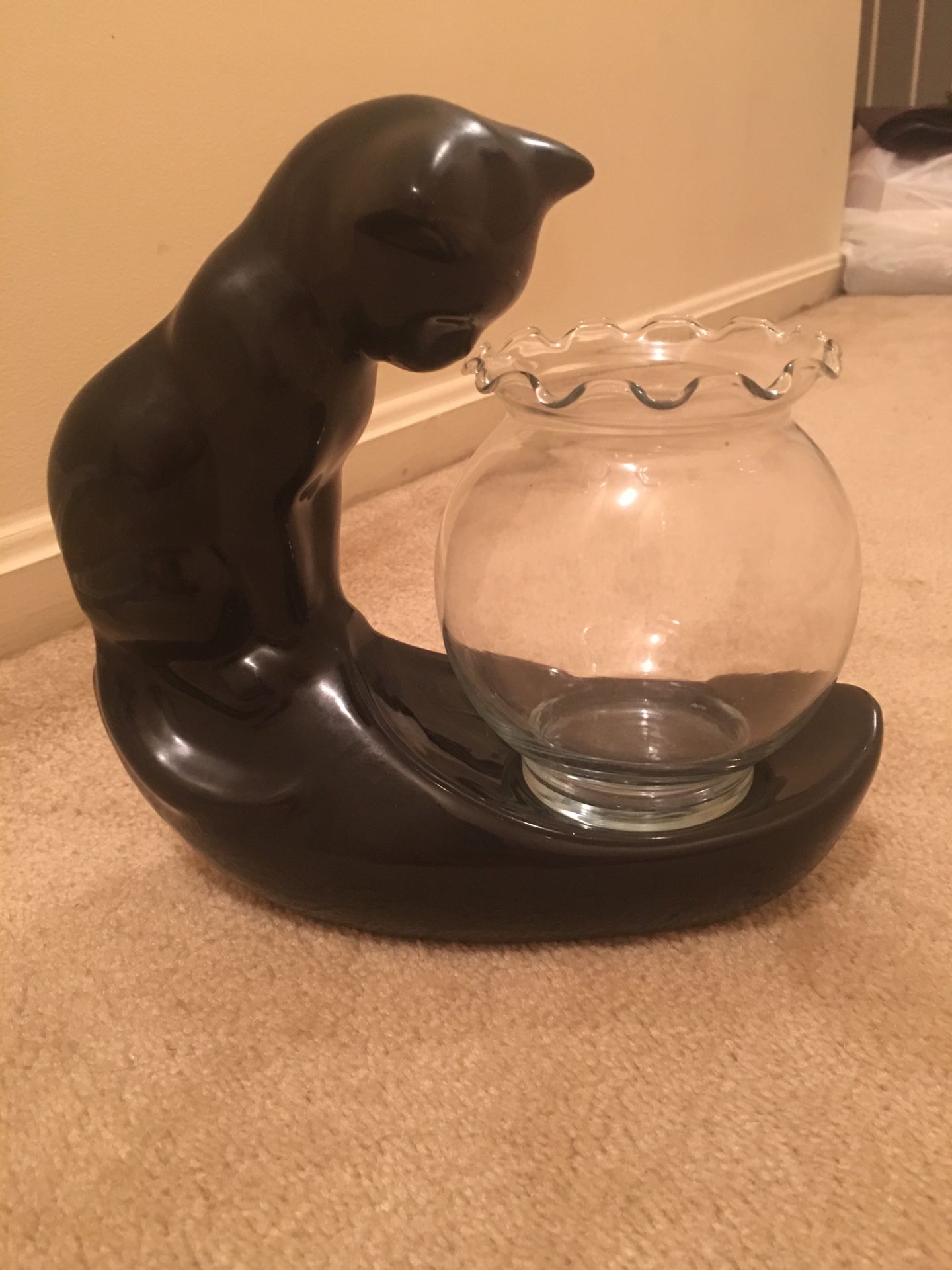 Camark original black cat bowl or plant holder