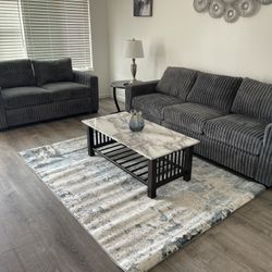 Grey Sofa + Loveseat - Soft Corduroy Fabric - 2pc Set $550