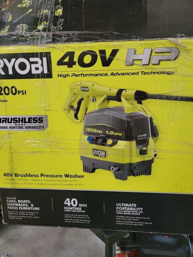 RYOBI
40V 1200 PSI 1.0 GPM Cordless Electric Cold Water Pressure Washer (Tool Only)