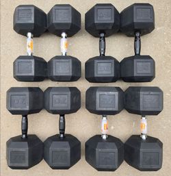 Heavy Rubber Hex Dumbbells 55-75lbs