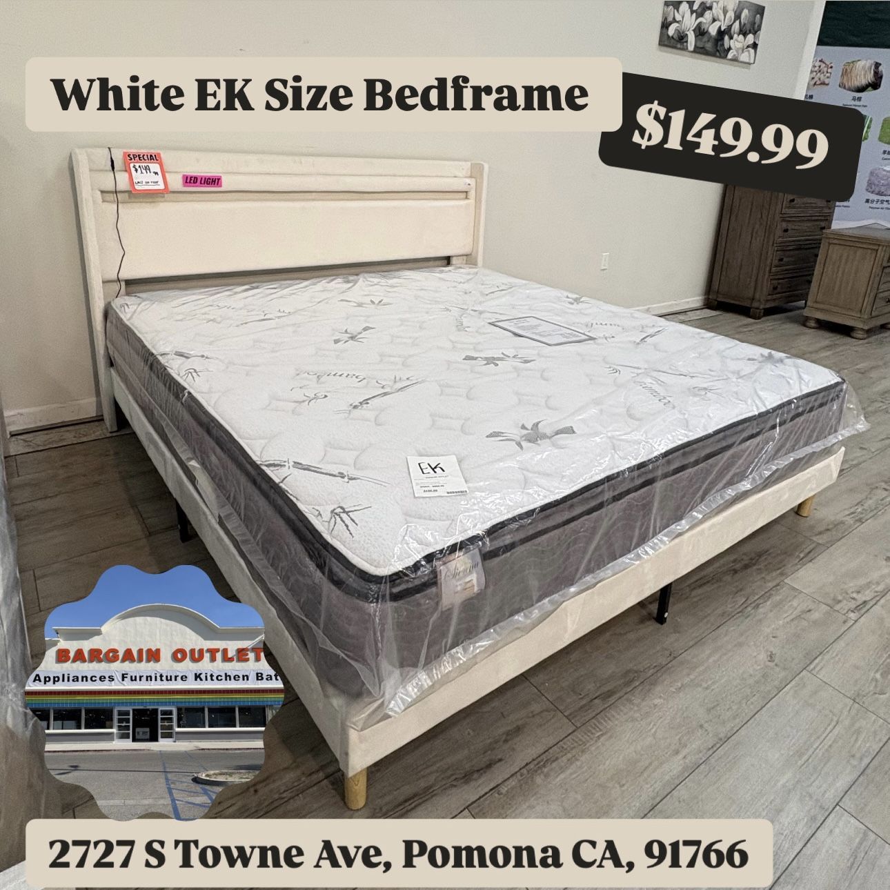 White EK Size Bedframe