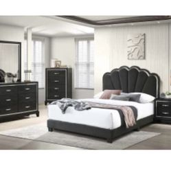 4- Pc Bedroom set Dresser,Mirror  Nightstand (1) Queen size bed frame  Not including Mattress and Box Sp