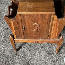 Carved Antique Chair Side Humidor And Magazine Rack