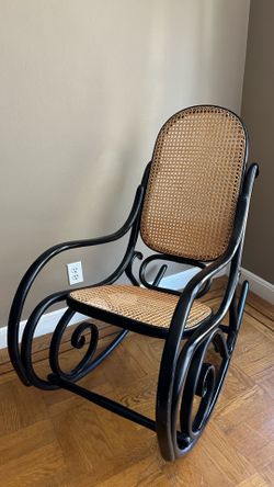 Mid Century Rattan and Cane Rocking Chair