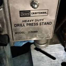 Craftsman Tabletop Drill Press Uses Hand Drill Comes With Hand Drill