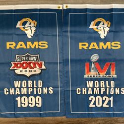 Los Angeles Rams, 2’ x 3’ vertical championship banner flag