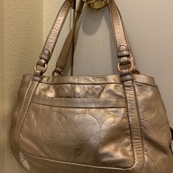 Rose Gold Coach Shoulder Bag 