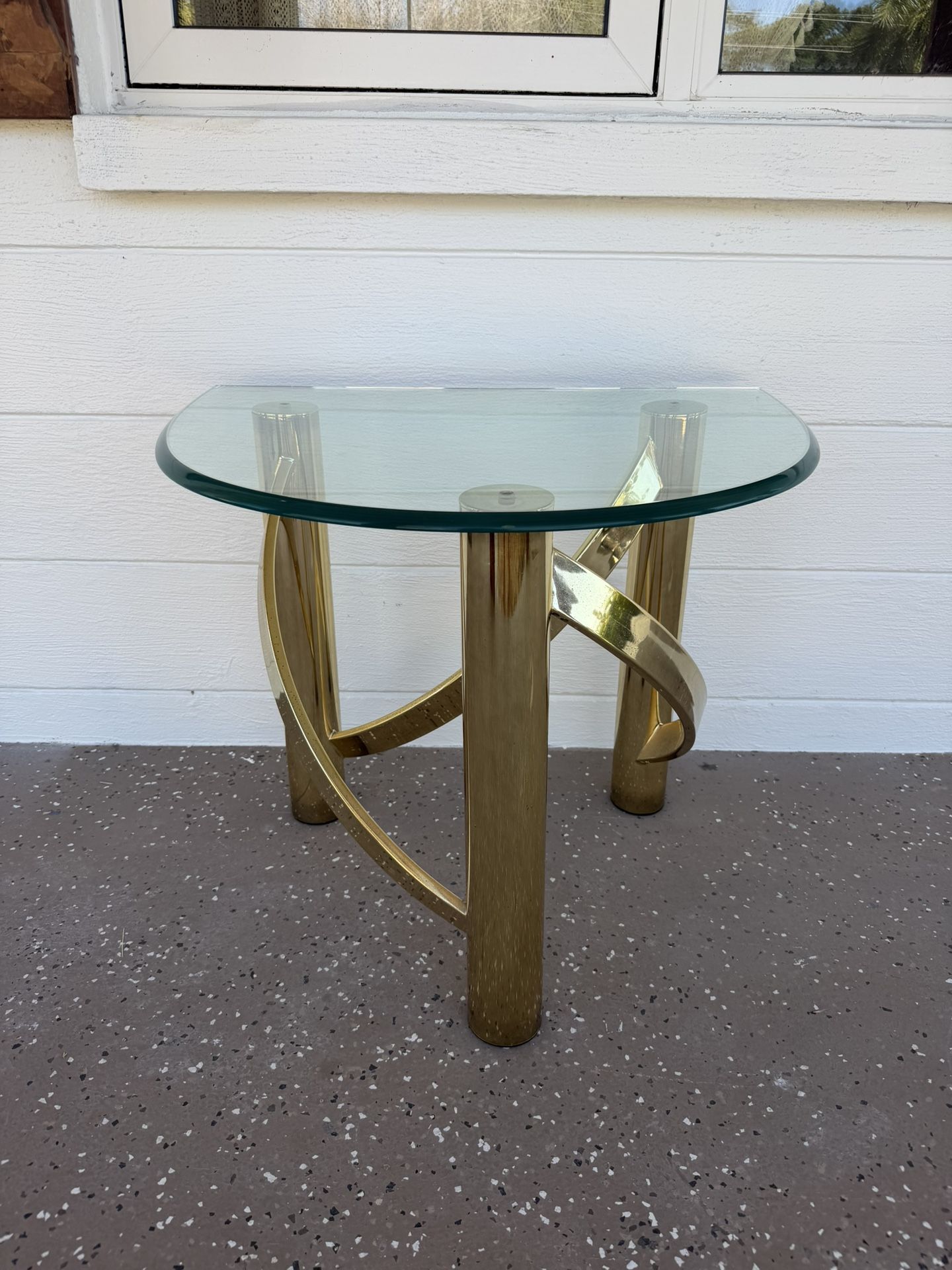 Vintage Brass and Glass Side Table