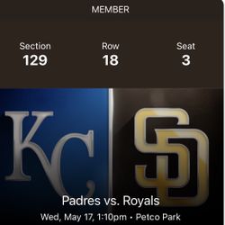 Padres vs. Royals Wednesday Night 3 Tickets 