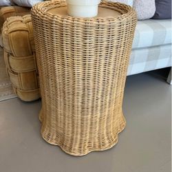 Studio Mcgee Nightstand Side Table Wood and Wicker