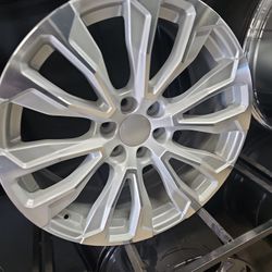 22x9 Silver Rims 6 Lug 6x139 6x5.5 On New Tires 305 40 22 